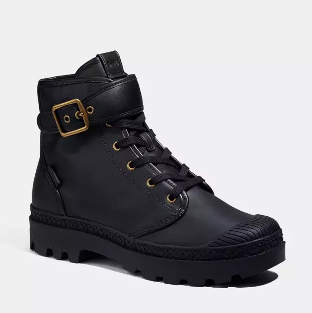 NWT Womens Coach Trooper Mid Top Boots Black Size 10.5